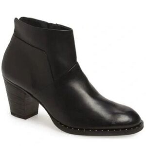 Paul Green Kathy Black Leather Heeled Studded Ankle Boots Size 7